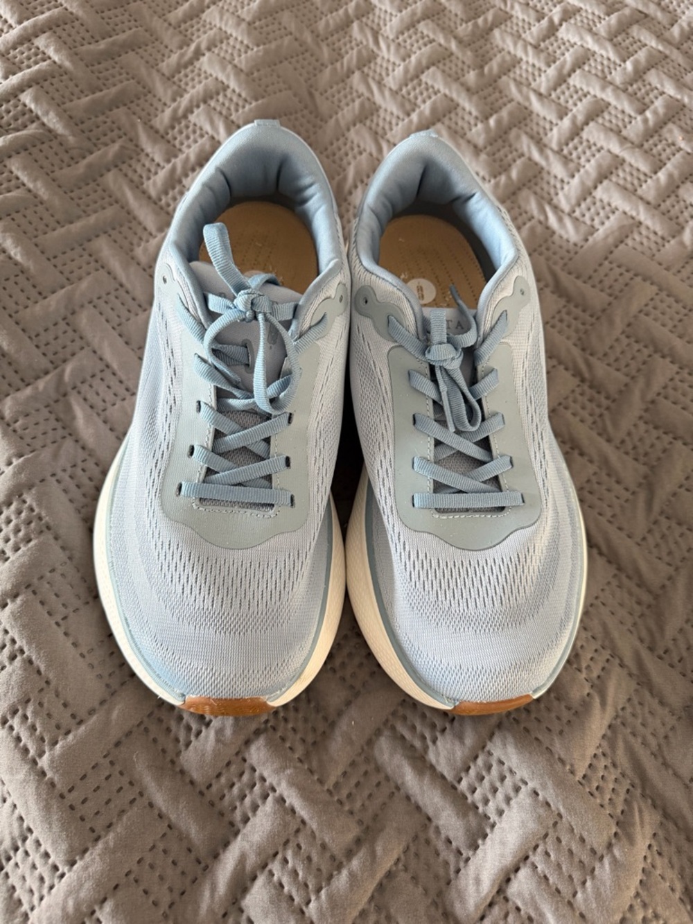 REVITALIGN Women's Light Blue Lace-Up Athletic Sneakers with Tan Toe Accent